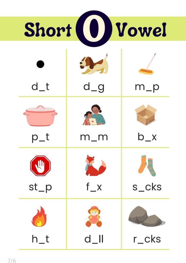Phonics Worksheets for Kids Short Vowel Sounds Grade 1 English Literacy ...