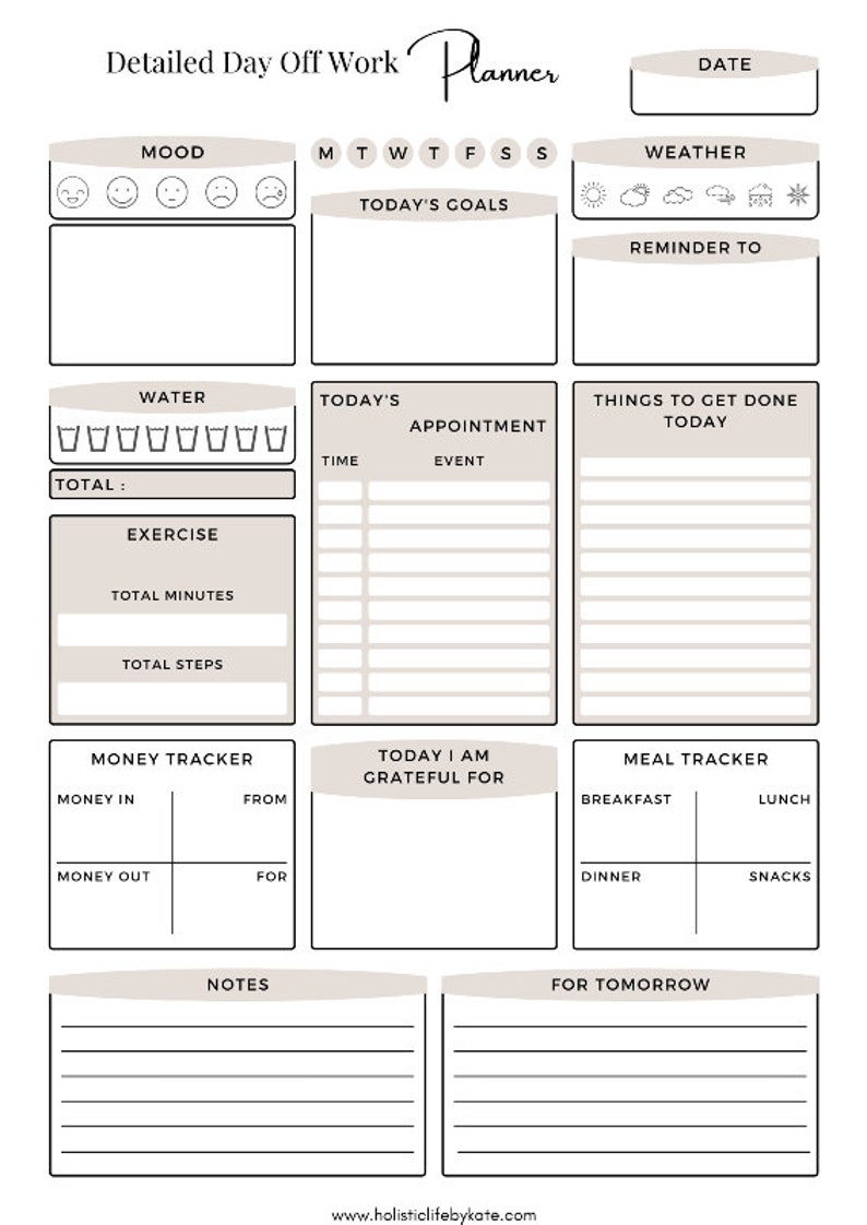 Daily Life Planner, Balanced Life Plan, Goal Setting, Work From Home ...