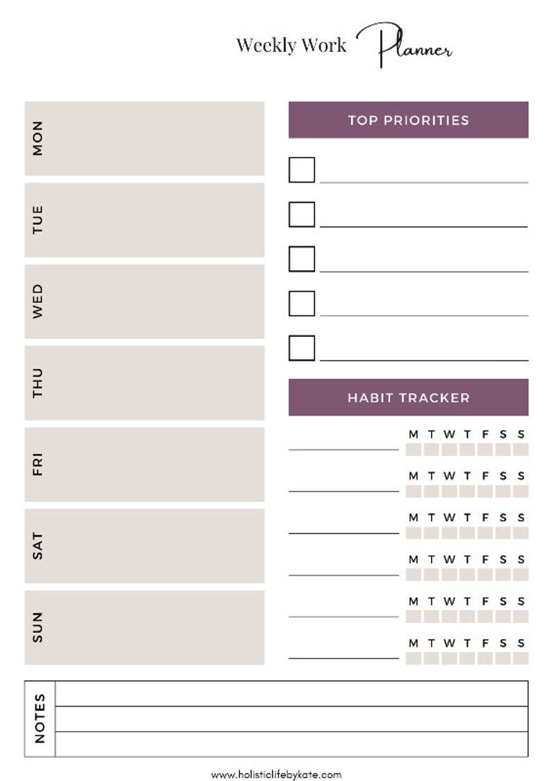Daily Life Planner, Balanced Life Plan, Goal Setting, Work From Home ...