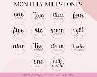 Baby Monthly Milestone svg , Baby Monthly Milestone Rounds SVG ,Glowforge Cricut Shilouette, Monthly Milestone for Baby Cut File for cricut