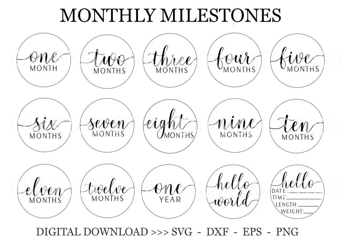Baby Monthly Milestone Rounds SVG Bundle (digital Download) - Etsy