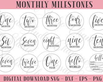 Baby milestone svg, milestone disc svg, baby announcement svg, baby milestone round svg, new born svg, baby svg, hello world svg