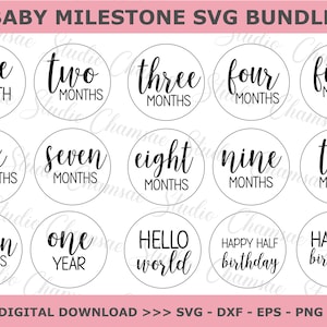 Baby Monthly Milestone Rounds SVG, Monthly Milestone for Baby, Glowforge Baby Cricut Silhouette, Baby Ankündigung, hello world svg