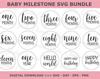 Baby Monthly Milestone Rounds SVG, Monthly Milestone For Baby, Glowforge Baby Cricut Silhouette , Baby announcement , hello world svg