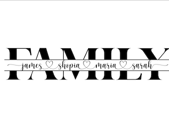 Family SVG, Family split name frame svg, Family Sign Svg, Editable Family Split Name Frame Svg, Name Frame for Family Svg, svg cut files