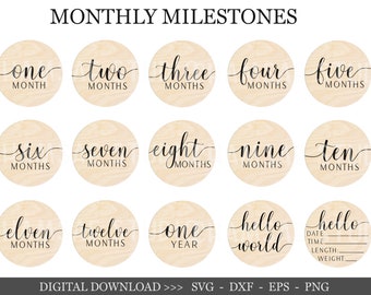 Baby Monthly Milestone Rounds SVG Bundle (Digital Download)