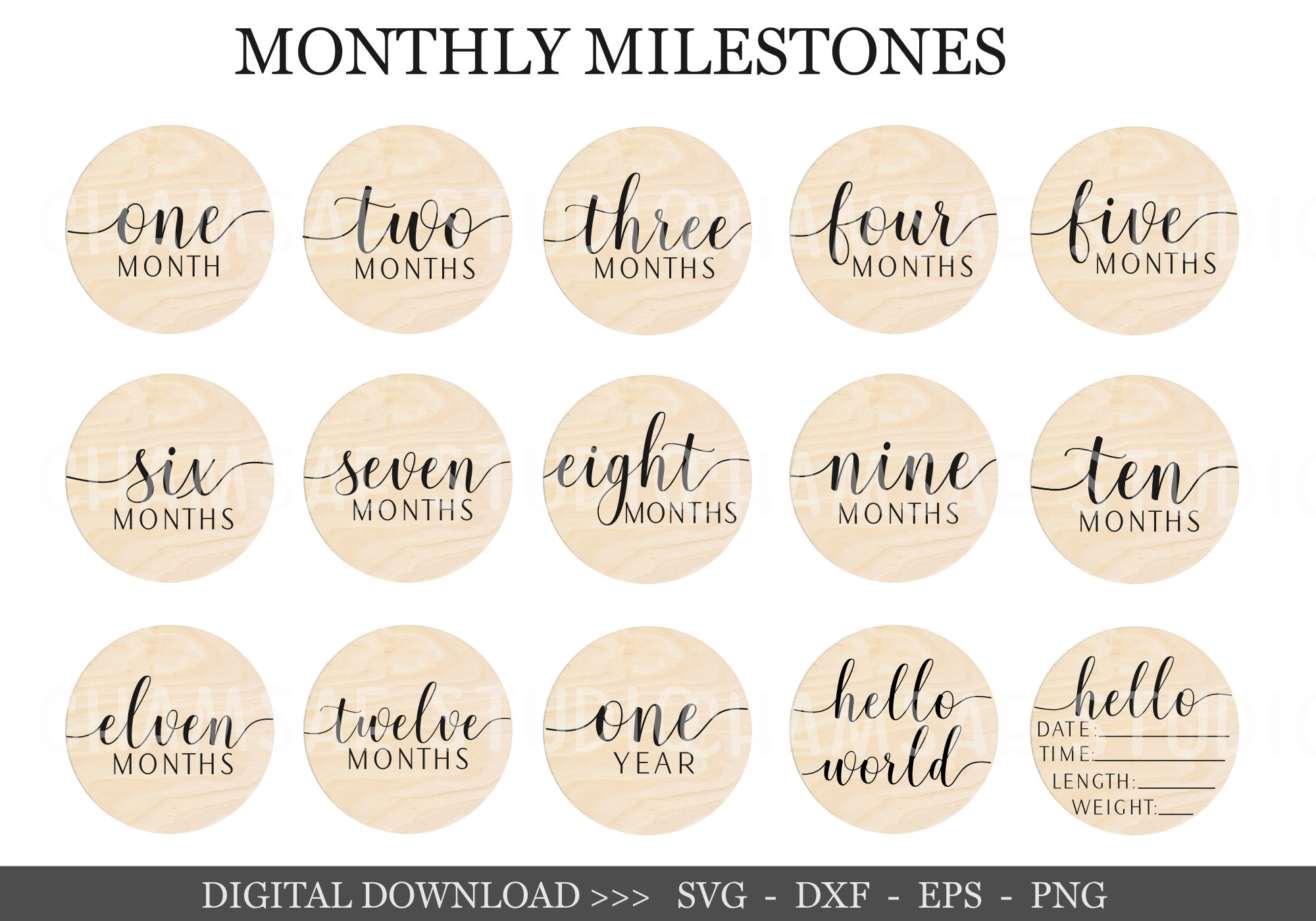 Baby Monthly Milestone Rounds SVG Bundle (digital Download) - Etsy UK