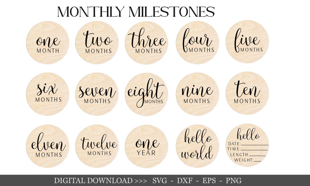 Baby Monthly Milestone Rounds SVG Bundle: Laser Cut Files (digital ...