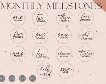 Baby Monthly Milestone Svg Bundle , Baby Milestone Discs SVG ,Glowforge Cricut & Silhouette, Monthly Milestone for Baby  svg cut files