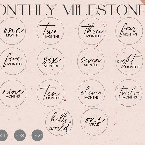 Baby Monthly Milestone Svg Bundle , Baby Milestone Discs SVG ,Glowforge Cricut & Silhouette, Monthly Milestone for Baby  svg cut files