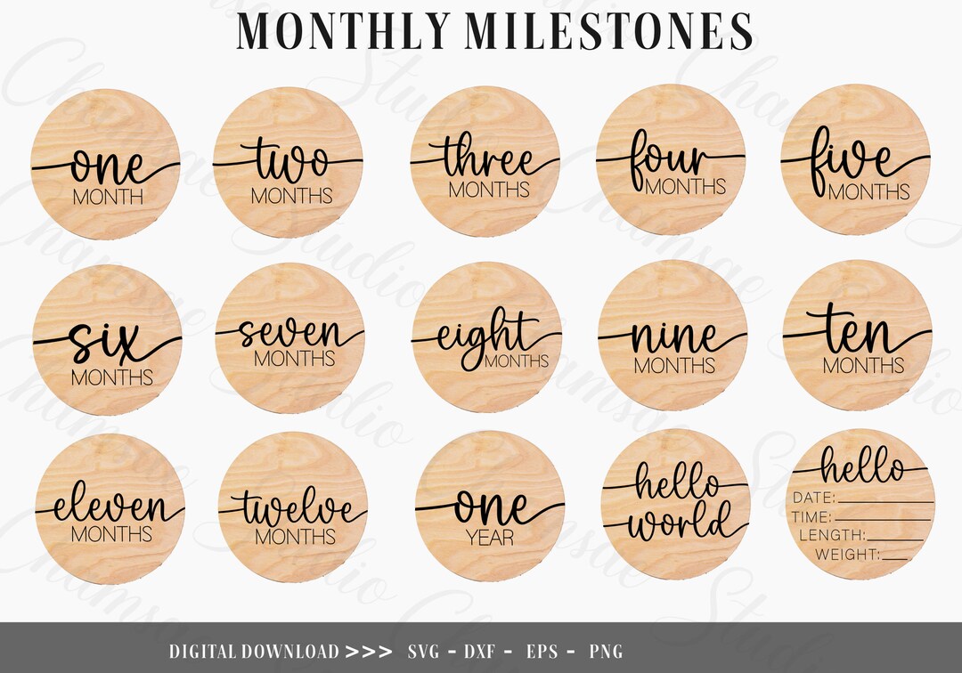 Baby Monthly Milestone Rounds SVG Bundle (digital Download) - Etsy