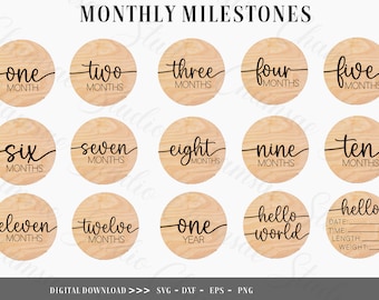 Baby Monthly Milestone Rounds SVG Bundle (Digital Download)