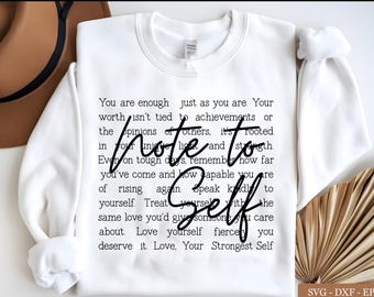 Note To Self svg, Motivational png, Sublimation Design svg,  Mental Health Png,  Positive Inspirational Quotes, Dear Person Behind Me