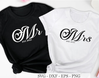 Mr and Mrs 2026 Svg, Bride Svg, Mr and Mrs Shirt Svg, Groom Svg, Husband and Wife Svg, Couple tshirt Svg, svg for cricut