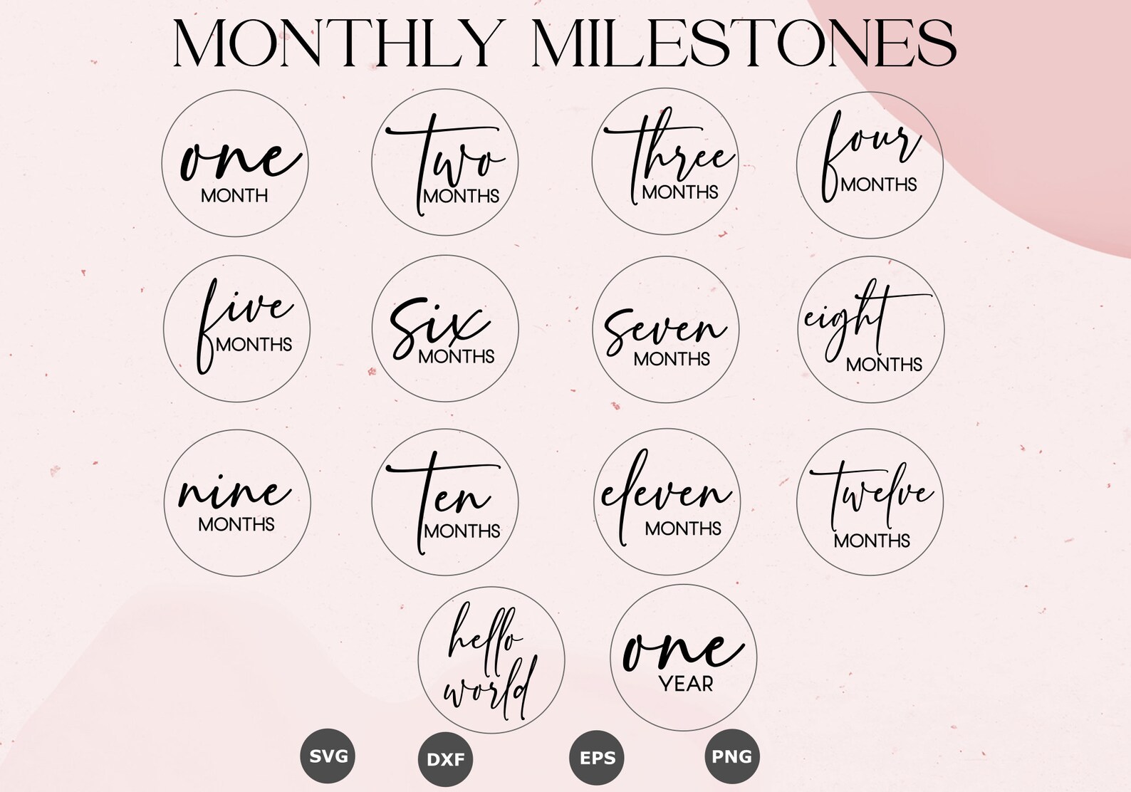 Baby Monthly Milestone 14 Svg File , Baby Monthly Milestone Rounds SVG ...