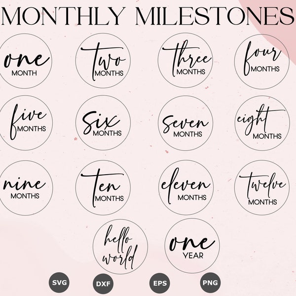 Baby Monthly Milestone 14  svg file , Baby Monthly Milestone Rounds SVG ,Glowforge Cricut & Silhouette, Monthly Milestone for Baby cut files