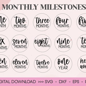 Baby Monthly Milestone svg , Baby Monthly Milestone Rounds SVG ,Glowforge Cricut  Shilouette, Monthly Milestone for Baby Svg , One year Svg