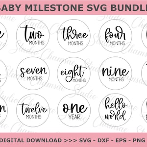 Baby Milestone Rounds SVG, Milestone discs svg, Glowforge Baby Cricut Silhouette, baby aankondiging svg, een jaar svg, hallo wereld svg