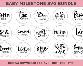 Baby Milestone Rounds SVG, Milestone discs svg, Glowforge Baby Cricut Silhouette, baby announcement svg, one year svg, hello world svg