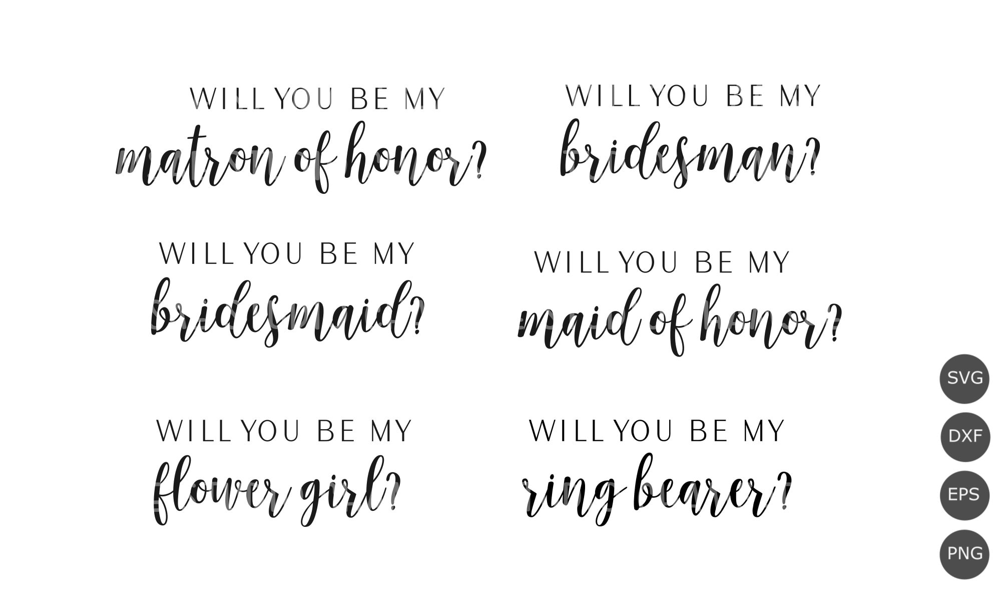Will you be my bridesmaid Svg Bundle, bridesmaid proposal svg, bridal party bundle, bridal part, bridesmaid, Maid of Honor, flower girl svg
