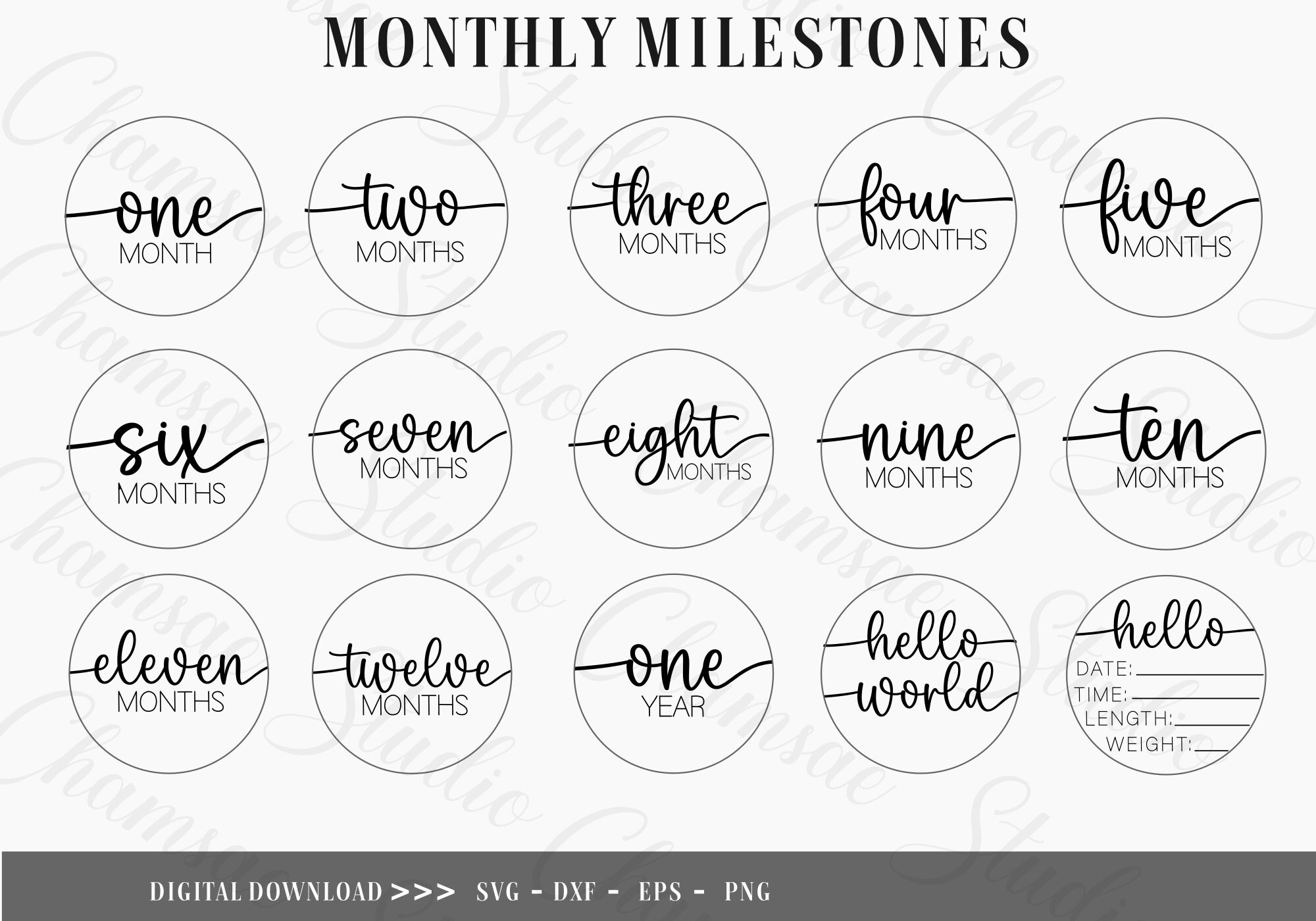 Baby Monthly Milestone Rounds SVG Bundle (digital Download) - Etsy
