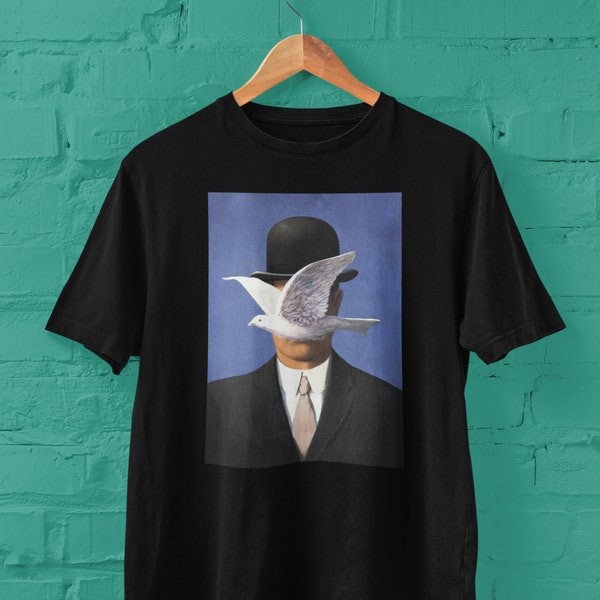 Maglietta unisex Rene Magritte L'homme Au Chapeau Melone