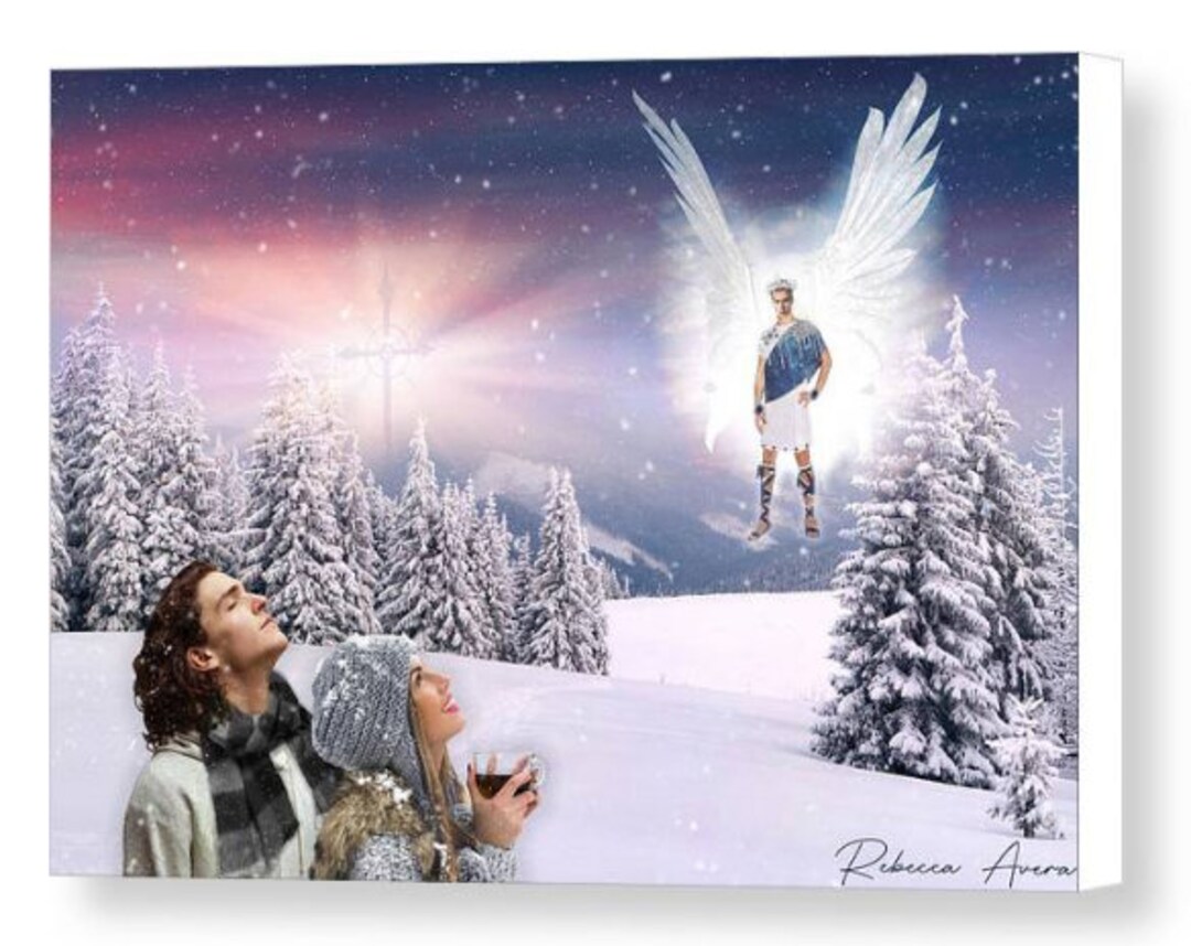 Angelic Visitation in a Winter Wonderland on Canvas Etsy