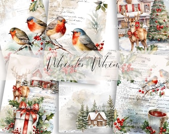 Effimere invernali vintage, carta da giornale spazzatura (download digitale)