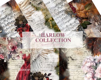 Carta per album di ritagli floreale vittoriana – Collezione HARLOW (download digitale)