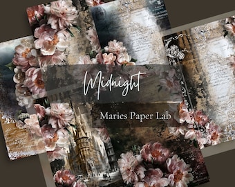 Carta da giornale Midnight Floral Junk – Carta per album vittoriani (download digitale)