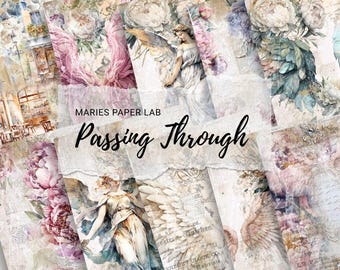 Carta da giornale con motivi floreali vittoriani - Scrapbooking Ephemera (download digitale)