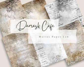 Carta da giornale Damask Cafe Junk – Elegante stampabile in stile vittoriano (download digitale)