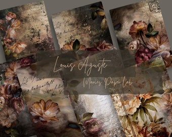 Carta da giornale con motivi floreali vittoriani – Louis Auguste Ephemera (download digitale)