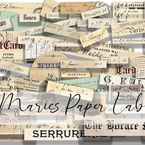 EPHEMERA WORDS - junk journal, cards, victorian, dates.