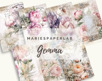 Collage di FIORI, VINTAGE, Effimere stampabili, Abbellimenti, Biglietti di diario, Diario spazzatura, Carta digitale, Artigianato di carta