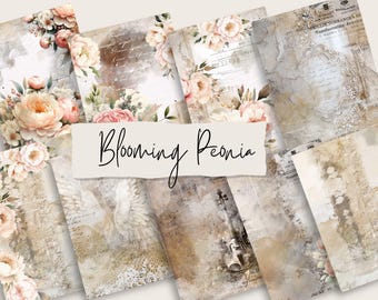 Collage di FIORI, VINTAGE, Effimere stampabili, Abbellimenti, Biglietti di diario, Diario spazzatura, Carta digitale, Artigianato di carta