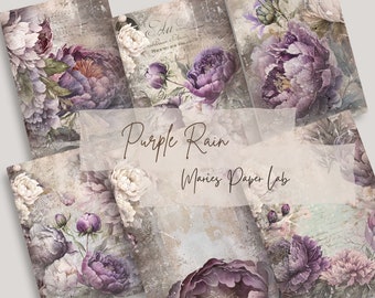 Collage di FIORI, VINTAGE, Effimere stampabili, Abbellimenti, Biglietti di diario, Diario spazzatura, Carta digitale, Artigianato di carta