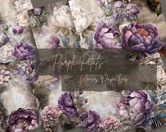Purple Petals Junk Journal Papers – Album floreale vittoriano (download digitale)