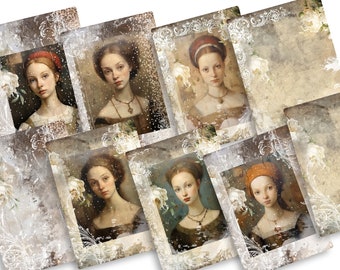 Carta da giornale "Rinascimento Girl Junk" - Angelo vittoriano stampabile (download digitale)