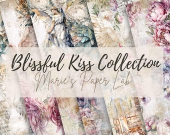 Carta per album vittoriana - Diario con angeli e fiori (download digitale)