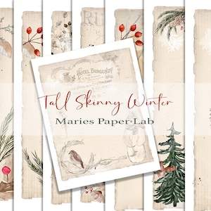 TALL SKINNY-CHRISTMAS Delicate Collection - 10 page, Junk Journal Printable Papers, Vintage Roses Paper,