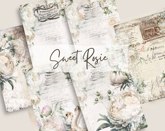 Carta da giornale Shabby Chic Junk – Vintage Rose Ephemera (download digitale)