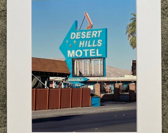 Desert Hills Motel Neon Sign Photo Print - Las Vegas - Fremont Street - Retro - Vintage Roadside - Midcentury Architecture - Wall Decor