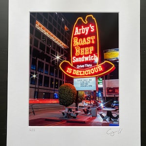 Arby’s Neon Sign Photo Print (II) - Hollywood - California - Fast Food- Vintage Roadside - Midcentury Architecture - Wall Decor