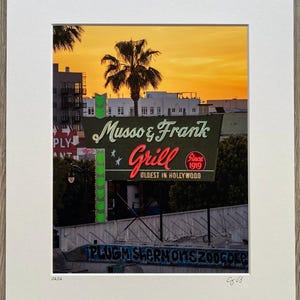 Musso & Frank Neon Sign Photo Print - 8x10 (Matted to 11x14) - Vintage Hollywood Decor - Signed and Numbered