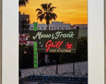 Musso & Frank Grill Neon Sign Photo Print | Oldest Restaurant in Hollywood | Signed and Numbered | 8x10 Matted 11x14