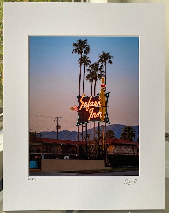Safari Inn Neon Sign II | Burbank California | Vintage Motel Print | 8x10 Matted to 11x14 | Signed & Numbered