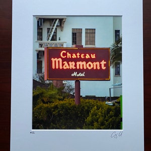 Chateau Marmont Neon Sign Photo Print - 8x10 (Matted to 11x14) - Vintage Hollywood Art - Signed & Numbered