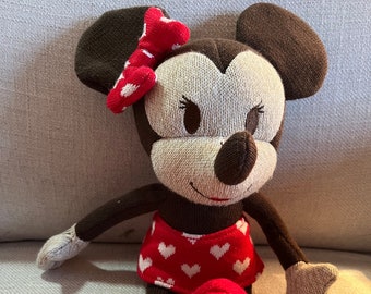 Knit Gray Mouse 12” Tall Sock Monkey Plush Toy Hallmark Nursery Decor Valentine Sweetheart