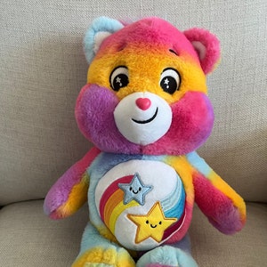 Dare to Care Rainbow Care Bear 14” Bear - TCFC - Basic Fun - 2 Smiling Shooting Stars on Chest Plush Toy